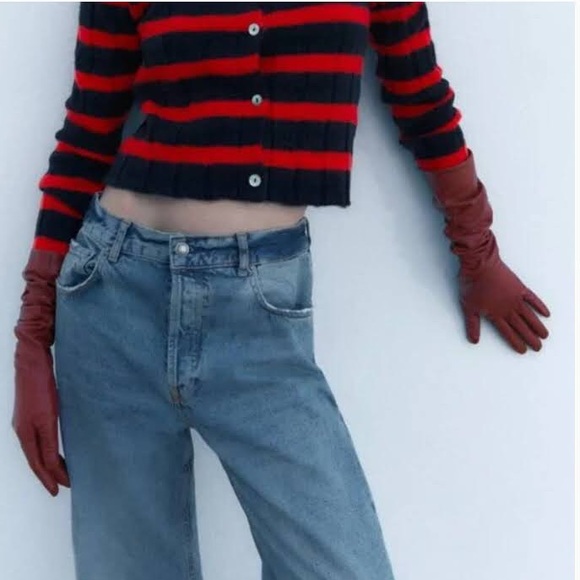 Zara 100% genuine leather red long opera gloves - Picture 2 of 11